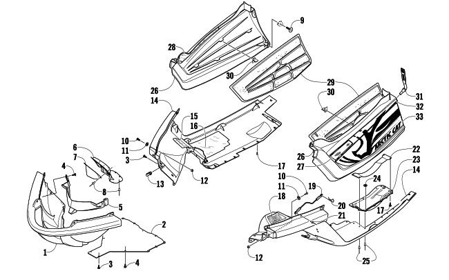 Parts Diagram for Arctic Cat 2009 CFR8 SNOWMOBILE BELLY PAN ASSEMBLY