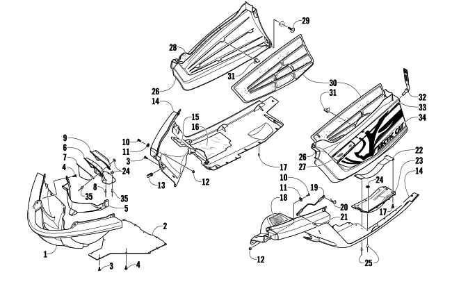 Parts Diagram for Arctic Cat 2009 CFR1000 SNOWMOBILE BELLY PAN ASSEMBLY