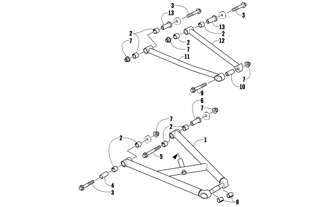Parts Diagram for Arctic Cat 2012 BEARCAT Z1 XT SNOWMOBILE A-ARM ASSEMBLY