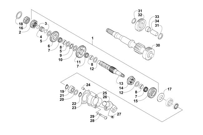 Parts Diagram for Arctic Cat 2009 550 TRV LE ATV SECONDARY TRANSMISSION ASSEMBLY