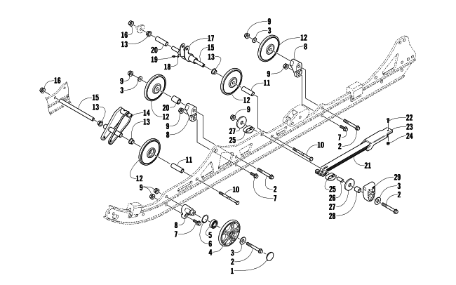 Parts Diagram for Arctic Cat 2009 BEARCAT 570 XT SNOWMOBILE IDLER WHEEL ASSEMBLY