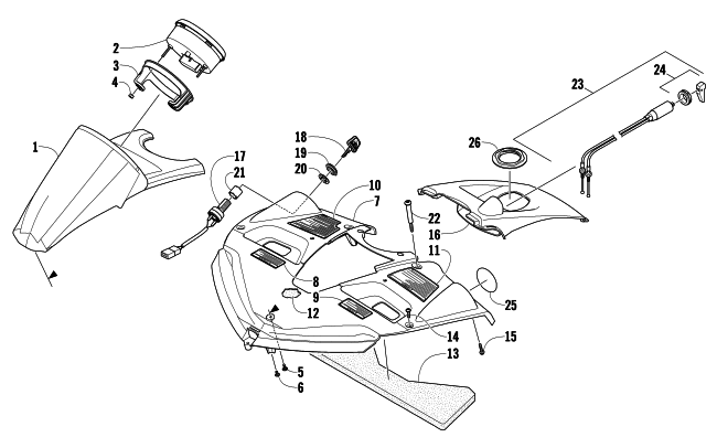 Parts Diagram for Arctic Cat 2009 BEARCAT 570 XT SNOWMOBILE CONSOLE ASSEMBLY