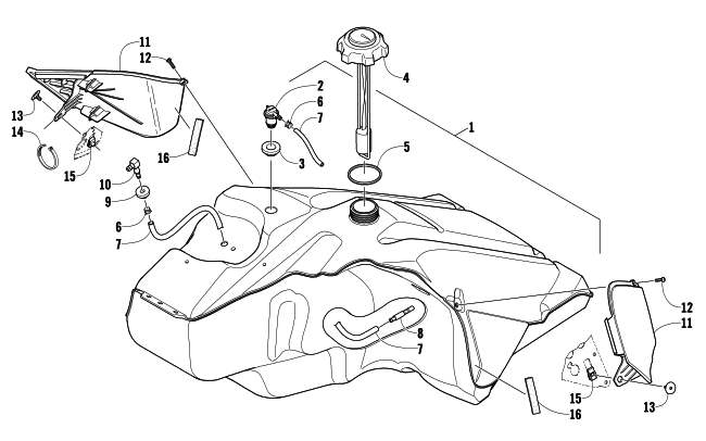 Parts Diagram for Arctic Cat 2009 BEARCAT 570 XT SNOWMOBILE GAS TANK ASSEMBLY