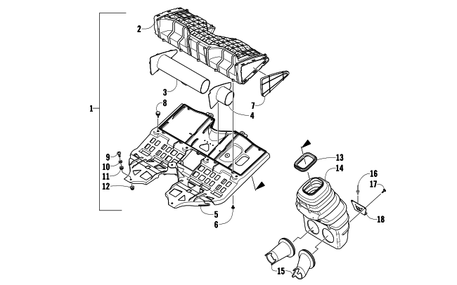 Parts Diagram for Arctic Cat 2009 BEARCAT 570 XT SNOWMOBILE AIR SILENCER ASSEMBLY