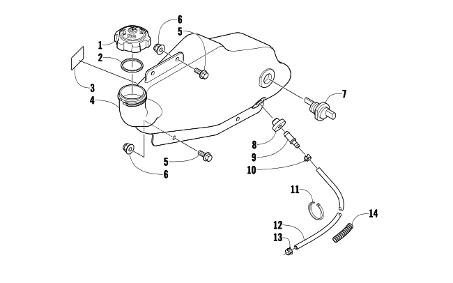 Parts Diagram for Arctic Cat 2009 BEARCAT 570 XT SNOWMOBILE OIL TANK ASSEMBLY