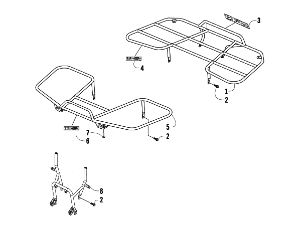 Parts Diagram for Arctic Cat 2009 150 UTILITY 2X4 AUTOMATIC ATV RACKS AND BUMPER ASSEMBLY