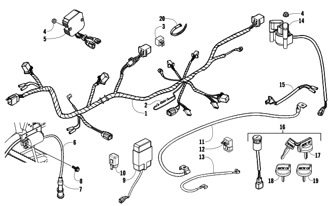 Parts Diagram for Arctic Cat 2009 150 UTILITY 2X4 AUTOMATIC ATV ELECTRICAL AND WIRING HARNESS ASSEMBLY