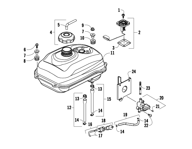 Parts Diagram for Arctic Cat 2014 150 UTILITY ATV GAS TANK ASSEMBLY