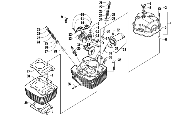 Parts Diagram for Arctic Cat 2010 150 2X4 UTILITY ATV CYLINDER HEAD ASSEMBLY