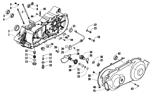 Parts Diagram for Arctic Cat 2009 150 UTILITY 2X4 AUTOMATIC ATV LEFT CRANKCASE AND COVER ASSEMBLY