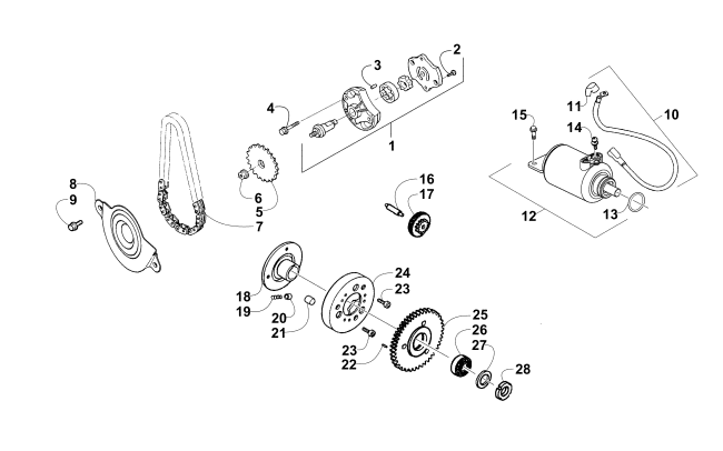 Parts Diagram for Arctic Cat 2015 150 UTILITY ATV STARTER MOTOR AND OIL PUMP ASSEMBLY