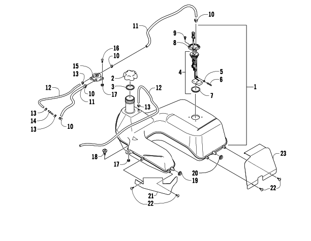 Parts Diagram for Arctic Cat 2009 500 4X4 AUTOMATIC ATV GAS TANK ASSEMBLY