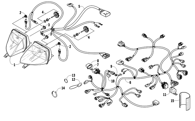 Parts Diagram for Arctic Cat 2009 F8 EFI LXR SNOWMOBILE HEADLIGHT AND WIRING ASSEMBLIES