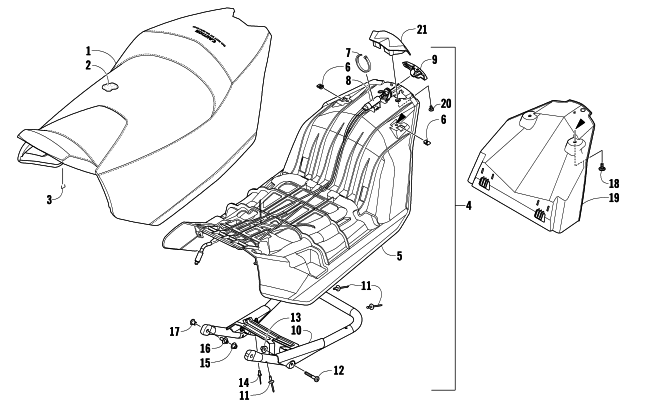 Parts Diagram for Arctic Cat 2009 F8 EFI LXR LE SNOWMOBILE SEAT ASSEMBLY