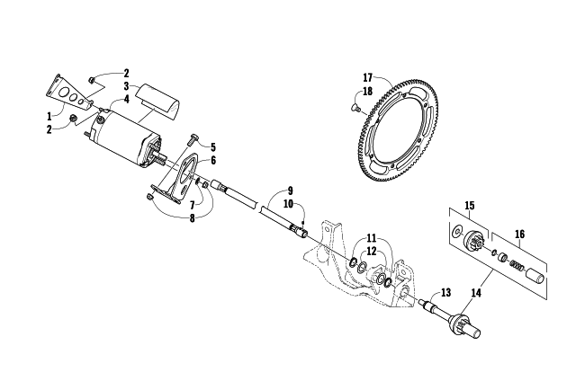 Parts Diagram for Arctic Cat 2009 F8 EFI LXR SNOWMOBILE FLEX-DRIVE STARTER MOTOR ASSEMBLY