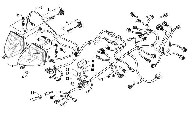 Parts Diagram for Arctic Cat 2009 Z1 1100 EFI LXR SNOWMOBILE HEADLIGHT AND WIRING ASSEMBLIES