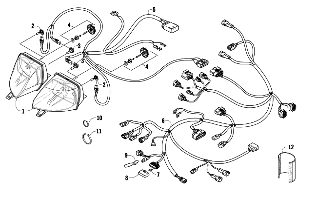 Parts Diagram for Arctic Cat 2009 F1000 SNO PRO SNOWMOBILE HEADLIGHT AND WIRING ASSEMBLIES