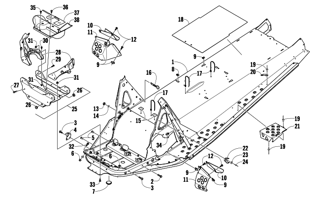 Parts Diagram for Arctic Cat 2009 TZ1 TURBO LXR SNOWMOBILE CHASSIS ASSEMBLY