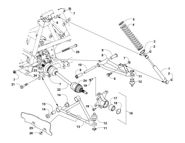 Parts Diagram for Arctic Cat 2009 THUNDERCAT EFI 4X4 AUTO FIS SE ATV FRONT SUSPENSION ASSEMBLY