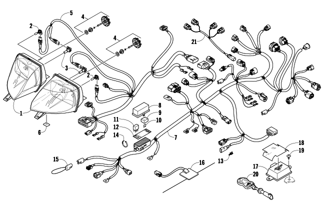 Parts Diagram for Arctic Cat 2009 TZ1 TURBO LXR LE SNOWMOBILE HEADLIGHT AND WIRING ASSEMBLIES