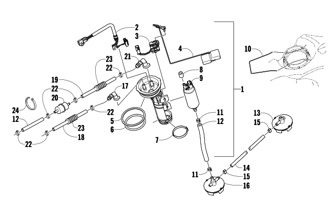 Parts Diagram for Arctic Cat 2009 TZ1 TURBO LXR LE SNOWMOBILE FUEL PUMP ASSEMBLY