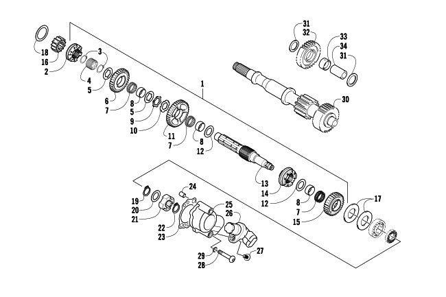 Parts Diagram for Arctic Cat 2011 PROWLER 550 XT ATV SECONDARY TRANSMISSION ASSEMBLY