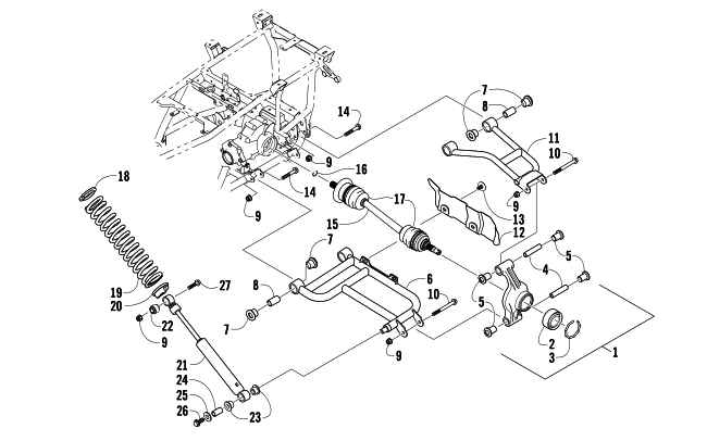 Parts Diagram for Arctic Cat 2009 THUNDERCAT EFI 4X4 AUTO FIS SE ATV REAR SUSPENSION ASSEMBLY
