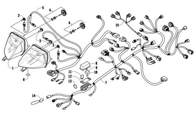 Parts Diagram for Arctic Cat 2009 Z1 TURBO SNO PRO SNOWMOBILE HEADLIGHT AND WIRING ASSEMBLIES