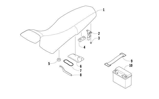 Parts Diagram for Arctic Cat 2015 300 DVX CAT ATV SEAT, BATTERY, AND TOOL KIT ASSEMBLIES
