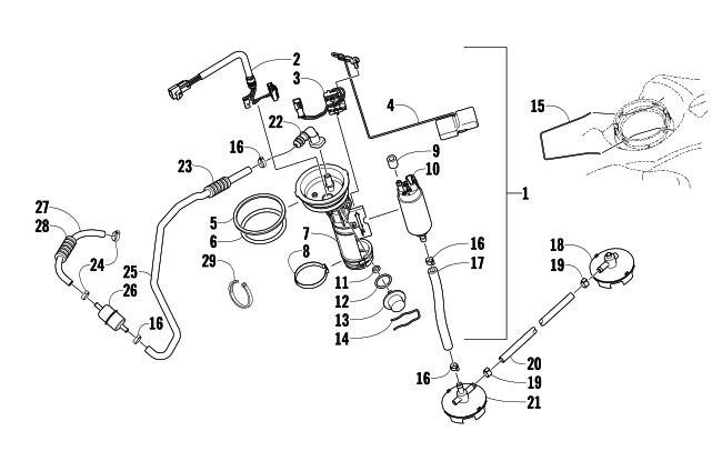 Parts Diagram for Arctic Cat 2009 Z1 BEARCAT XT SNOWMOBILE FUEL PUMP ASSEMBLY