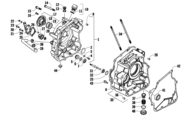 Parts Diagram for Arctic Cat 2010 300 2X4 DVX ATV RIGHT CRANKCASE AND COVER ASSEMBLY