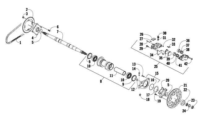 Parts Diagram for Arctic Cat 2015 300 DVX CAT ATV REAR AXLE AND BRAKE ASSEMBLY