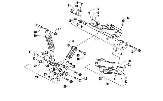 Parts Diagram for Arctic Cat 2009 300 DVX 2X4 AUTO SPORT ATV REAR SUSPENSION ASSEMBLY