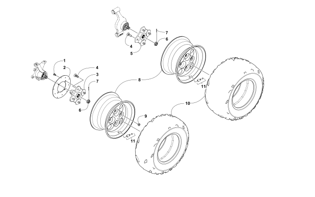 Parts Diagram for Arctic Cat 2011 TRV 450 EFI ATV WHEEL AND TIRE ASSEMBLY