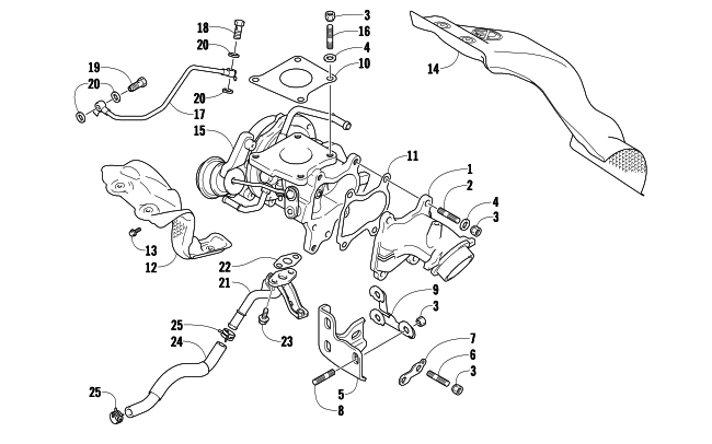 Parts Diagram for Arctic Cat 2010 Z1 TURBO SNOWMOBILE TURBOCHARGER ASSEMBLY