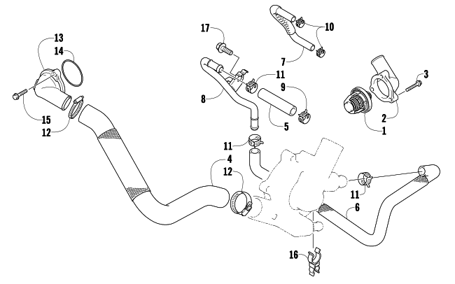Parts Diagram for Arctic Cat 2015 ZR 9000 SNO PRO RR SNOWMOBILE WATER HOSE ASSEMBLY