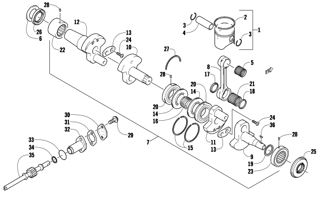 Parts Diagram for Arctic Cat 2011 ARCTIC CAT SNO PRO 600 CROSS COUNTRY SNOWMOBILE PISTON AND CRANKSHAFT