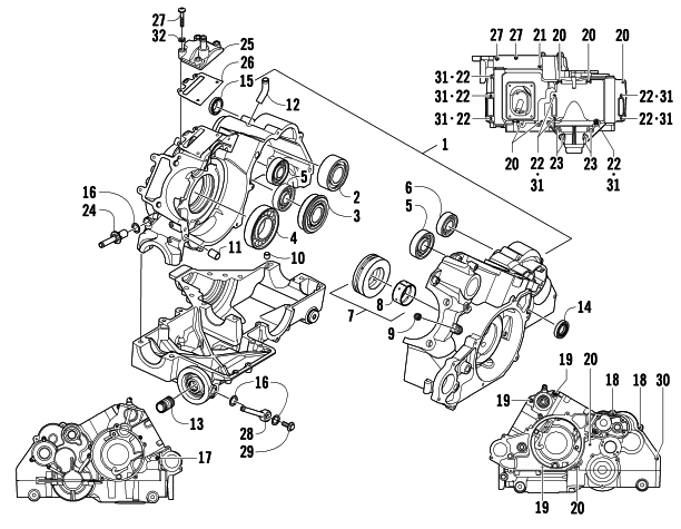 Parts Diagram for Arctic Cat 2010 THUNDERCAT EFI 4X4 ATV CRANKCASE ASSEMBLY