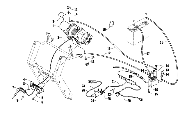 Parts Diagram for Arctic Cat 2009 PROWLER 700 XTX 4X4 LE ATV WINCH ASSEMBLY