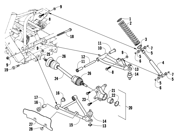 Parts Diagram for Arctic Cat 2009 PROWLER 700 XTX 4X4 LE ATV FRONT SUSPENSION ASSEMBLY