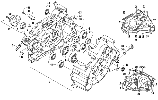 Parts Diagram for Arctic Cat 2011 PROWLER 700s XTX ATV CRANKCASE ASSEMBLY