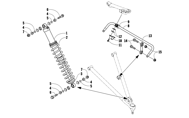 Parts Diagram for Arctic Cat 2009 600 SNO PRO SNOWMOBILE SHOCK ABSORBER AND SWAY BAR ASSEMBLY