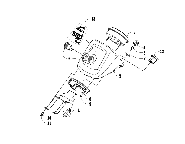 Parts Diagram for Arctic Cat 2009 550 TRV ATV INSTRUMENT POD ASSEMBLY