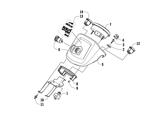 Parts Diagram for Arctic Cat 2009 550 TRV LE ATV INSTRUMENT POD ASSEMBLY