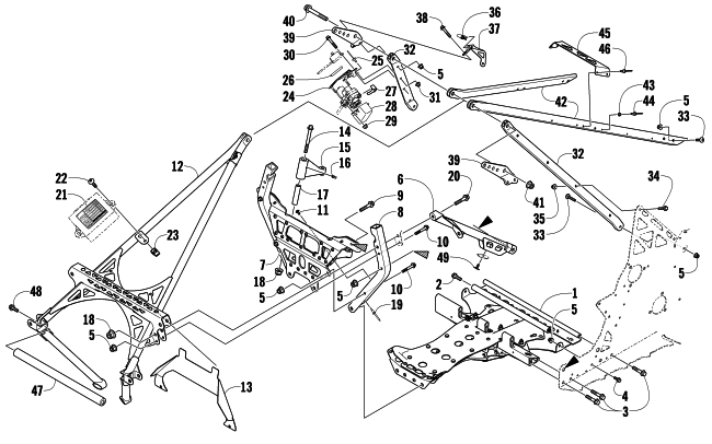 Parts Diagram for Arctic Cat 2009 600 SNO PRO CROSS COUNTRY SNOWMOBILE FRONT FRAME AND STEERING SUPPORT ASSEMBLY