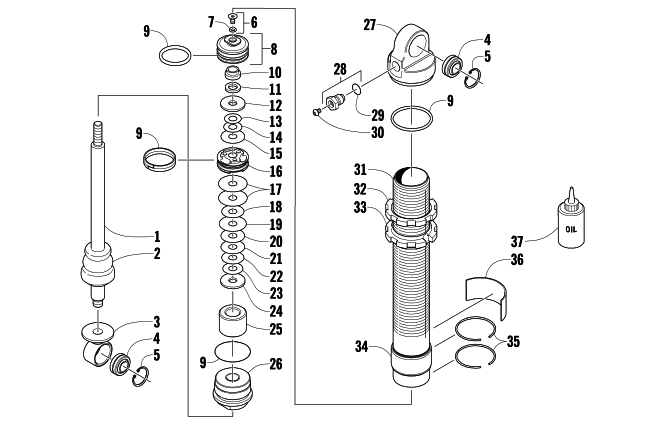 Parts Diagram for Arctic Cat 2009 600 SNO PRO CROSS COUNTRY SNOWMOBILE FRONT SUSPENSION SHOCK ABSORBER