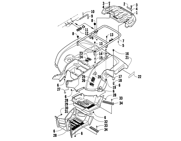 Parts Diagram for Arctic Cat 2009 700 TRV CRUISER ATV REAR RACK, BODY PANEL, AND FOOTWELL ASSEMBLIES