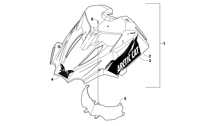 Parts Diagram for Arctic Cat 2009 600 SNO PRO SNOWMOBILE HOOD ASSEMBLY (MODIFIED RACE SLED)