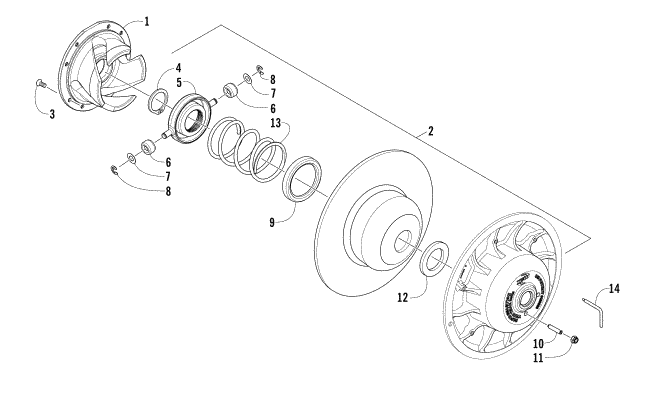 Parts Diagram for Arctic Cat 2013 SNO PRO 600 CROSS COUNTRY SNOWMOBILE DRIVEN CLUTCH