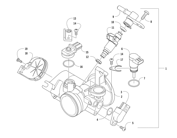 Parts Diagram for Arctic Cat 2010 PROWLER 700 XTX 4X4 ATV THROTTLE BODY ASSEMBLY